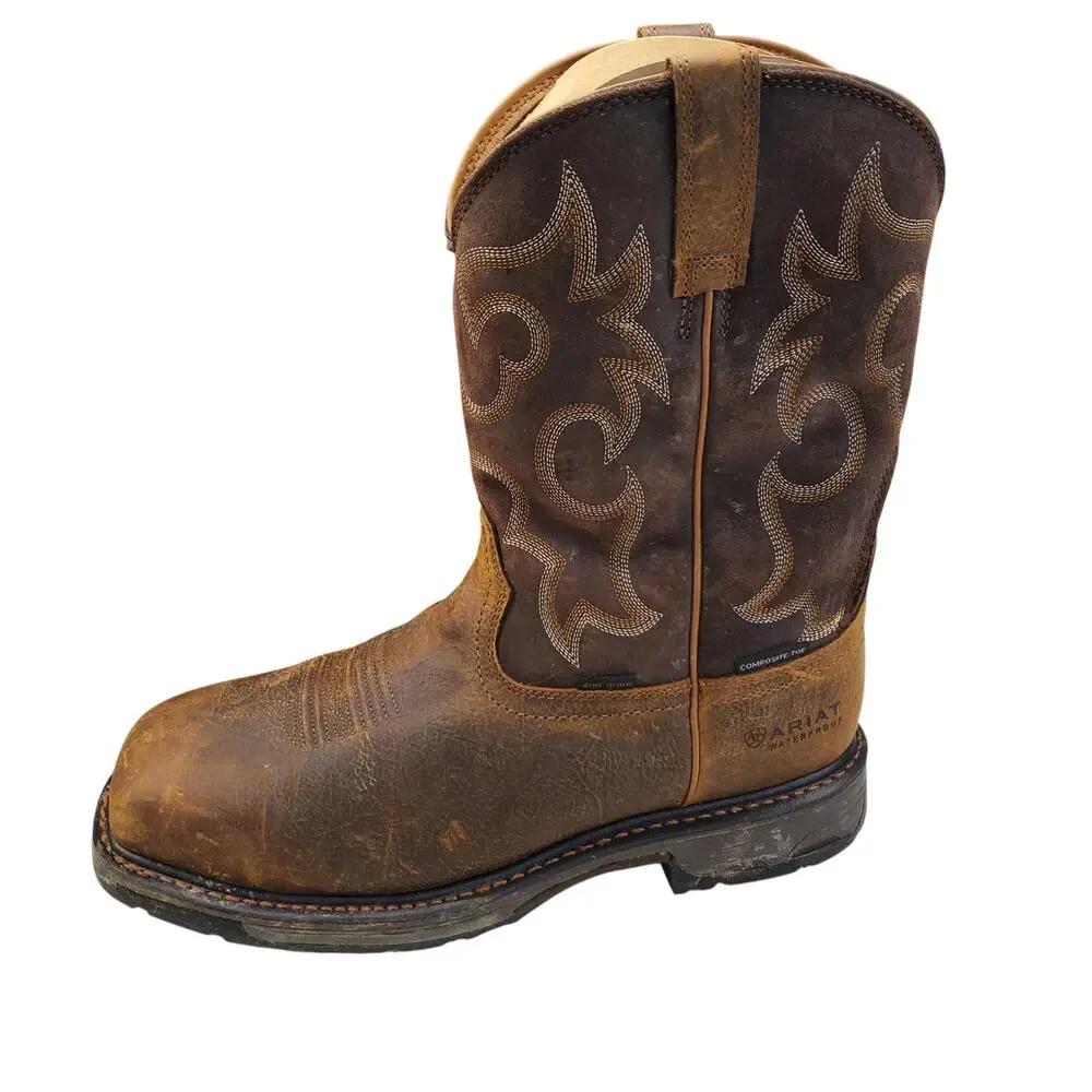 Ariat Mens Workhog Wide Square Toe Work Boots Waterproof Size 10.5 Wide